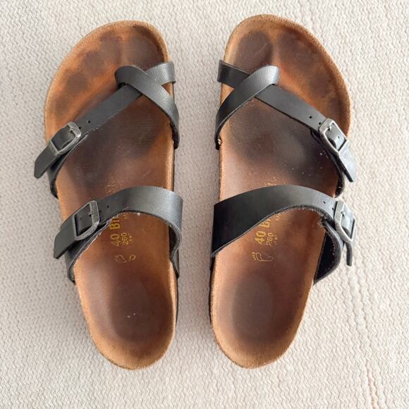 Birkenstock Black Mayori Strappy Toe Sandal Size 40 - Picture 2 of 10